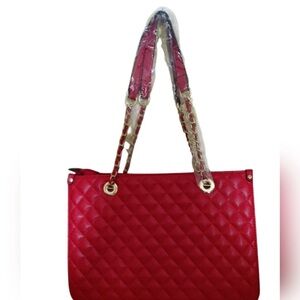 Quilted Red Elegant Tote Bag, BRAND NEW